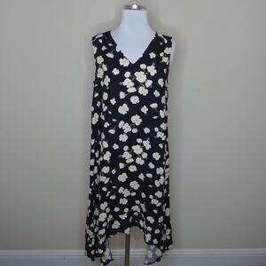 Lord & Taylor Floral Midi Dress Sharkbite Hem Sleeveless